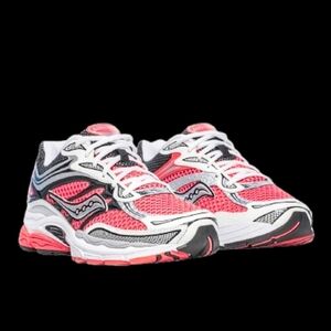 Saucony ProGrid Omni 9 Running Womens/Mens Silver Hot Coral White